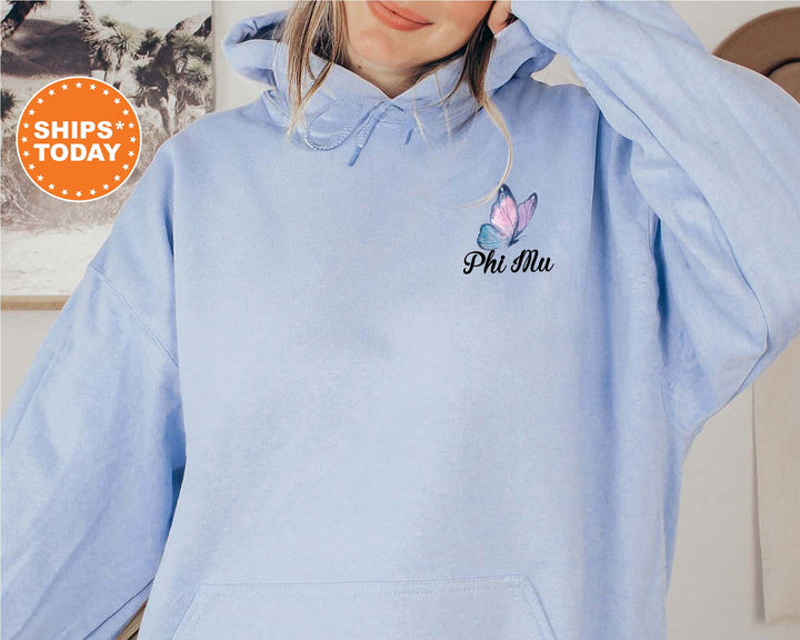 Phi Mu Fancy Butterfly Sorority Sweatshirt | Phi Mu Sorority Apparel | Big Little Basket | Sorority Gifts | College Sweatshirt _ 13442g
