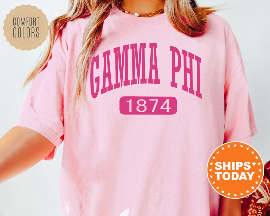 Gamma Phi Beta Pink Baseball Comfort Colors Sorority T-Shirt | Gamma Phi Comfort Colors Shirt | GPHI Gameday Shirt | Sorority Gifts _ 5248g