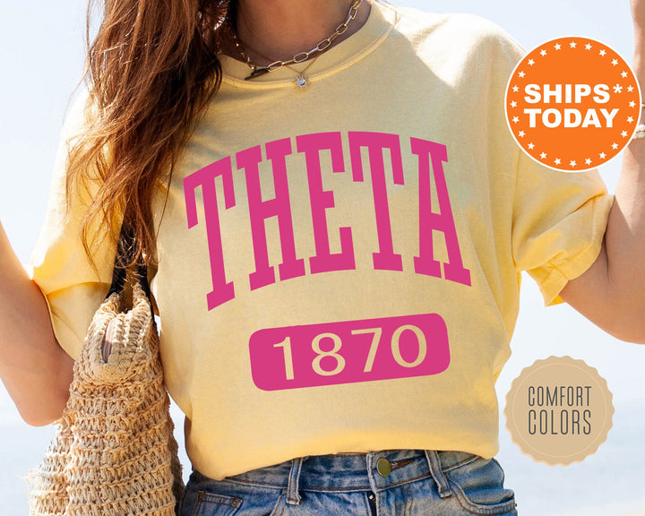 Kappa Alpha Theta Pink Baseball Comfort Colors Sorority T-Shirt | THETA Comfort Colors Shirt | THETA Gameday Shirt | Sorority Gifts _ 5249g