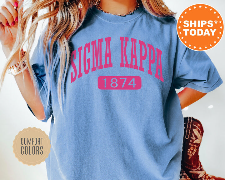 Sigma Kappa Pink Baseball Comfort Colors Sorority T-Shirt | Sigma Kappa Comfort Colors Shirt | Sig Kap Gameday Shirt | Sorority Gift _ 5256g