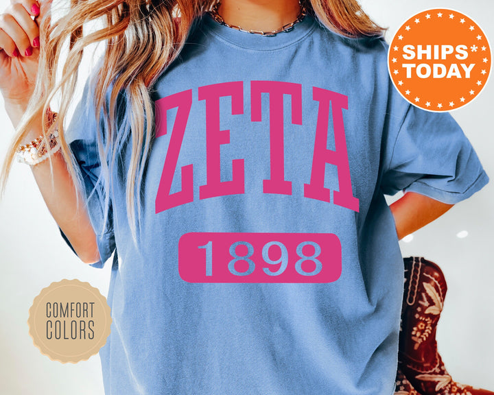 Zeta Tau Alpha Pink Baseball Comfort Colors Sorority T-Shirt | ZETA Comfort Colors Shirt | ZETA Gameday Shirt | Sorority Gifts _ 5259g