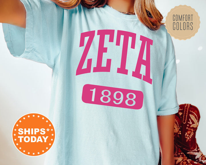 Zeta Tau Alpha Pink Baseball Comfort Colors Sorority T-Shirt | ZETA Comfort Colors Shirt | ZETA Gameday Shirt | Sorority Gifts _ 5259g