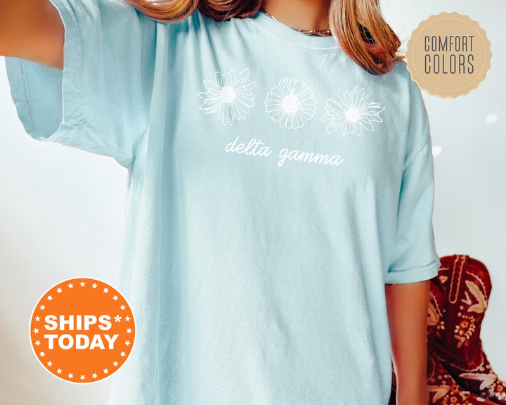 Delta Gamma Minimalist Floral Sorority T-Shirt | Dee Gee Floral Shirt | Big Little Reveal Gift | Comfort Colors Shirt | Trendy Shirt