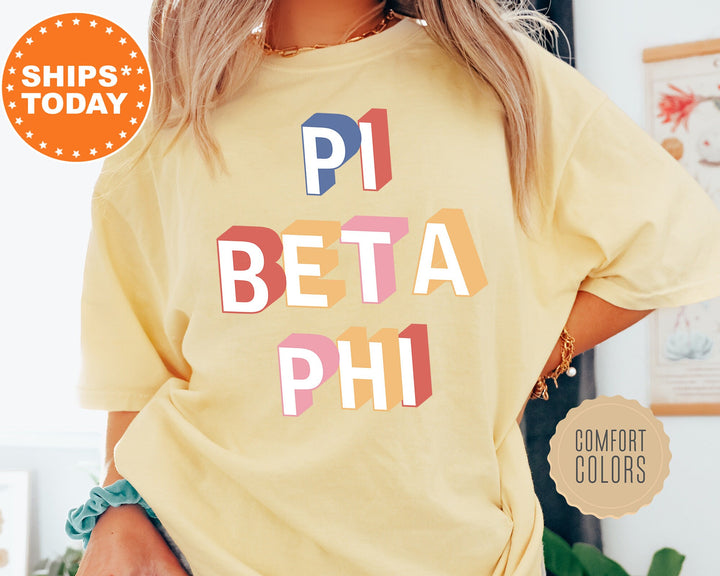 Pi Beta Phi Loud Box Sorority T-Shirt | Pi Phi Retro Comfort Colors Shirt | Big Little Sorority Gifts | Pi Beta Phi Oversized Shirt _ 5579g