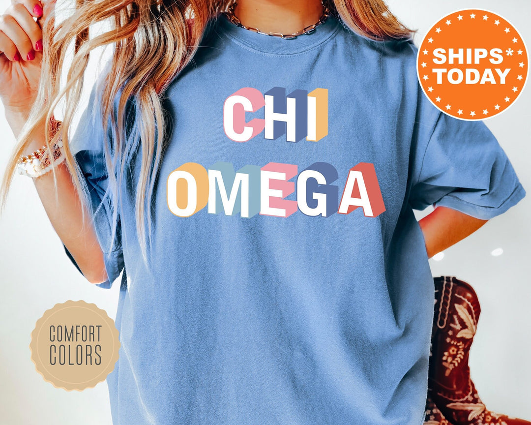 Chi Omega Loud Box Sorority T-Shirt | Chi Omega Retro Comfort Colors Shirt | Big Little Sorority Gifts | Chi O Oversized Shirt _ 5568g