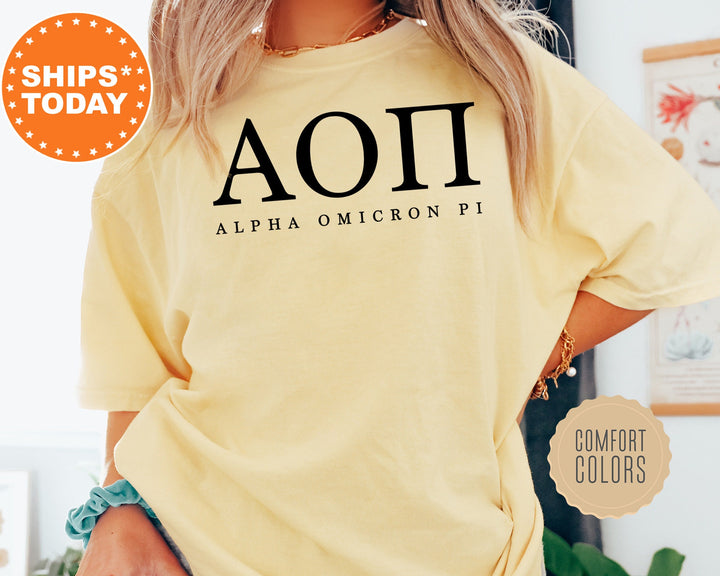 Alpha Omicron Pi Sweet And Simple Sorority T-Shirt | Alpha O Greek Letters Shirt | Sorority Letters | Big Little Gift | Comfort Colors Shirt _ 5004g