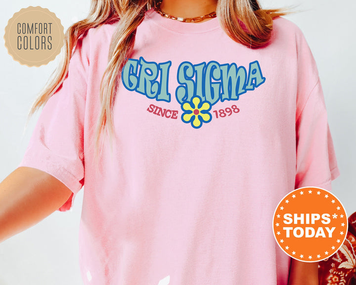 Sigma Sigma Sigma Outlined In Blue Sorority T-Shirt | Tri Sigma Comfort Colors T-Shirt | Big Little Gift | Greek Custom Shirt _ 7849g