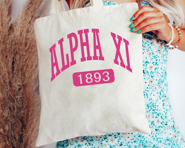 Alpha Xi Delta Pink Baseball Sorority Tote Bag | AXID Sorority Chapter Bag | Sorority Merch | Big Little Gifts | Alpha Xi Beach Bag _ 15321g