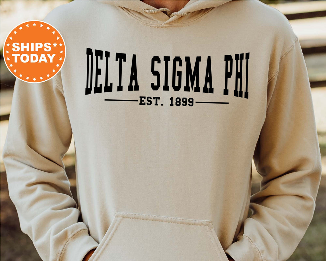 Delta Sigma Phi Concave Fraternity Sweatshirt | Delta Sig Hoodie | Custom Greek Apparel | College Sweatshirt | Gifts For Him _ 6579g