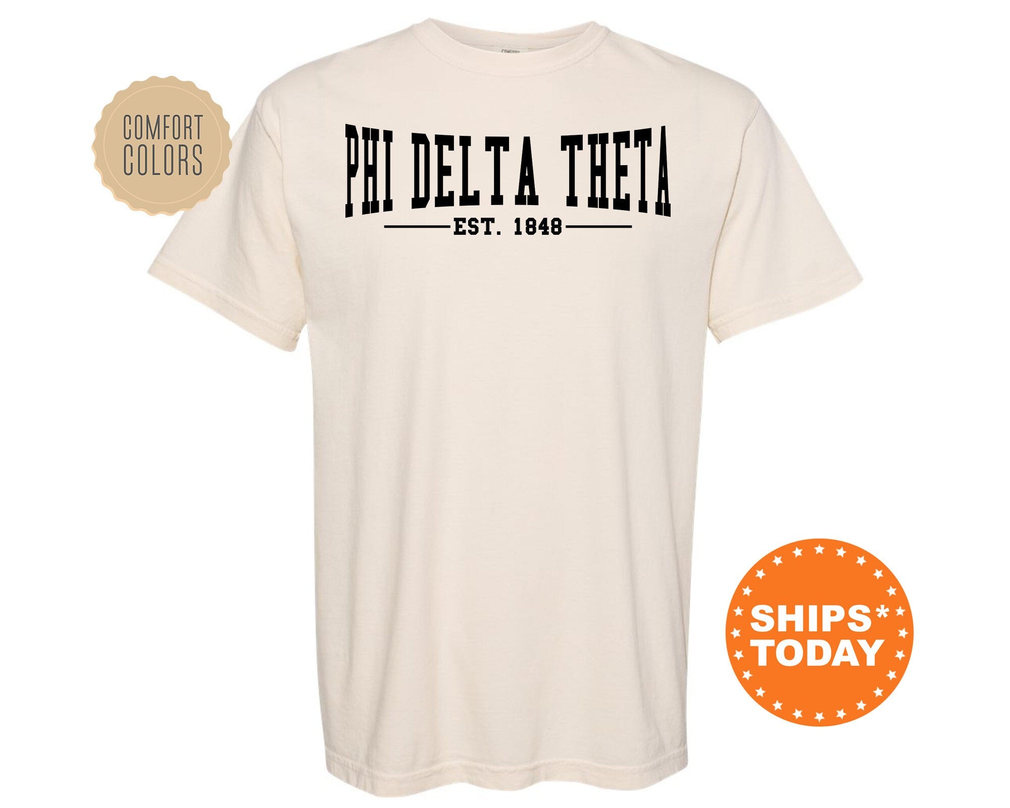 Phi Delta Theta Concave Fraternity T-Shirt | Phi Delt Comfort Colors Fraternity Shirt | Frat Bid Day Shirt | College Greek Apparel _ 6586g