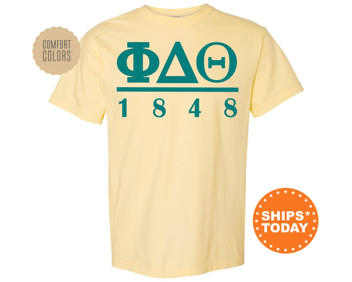 Phi Delta Theta Lettered Basic Fraternity T-Shirt | Phi Delt Greek Letters Comfort Colors Shirt | Fraternity Gift | College Greek Shirt _ 6154g