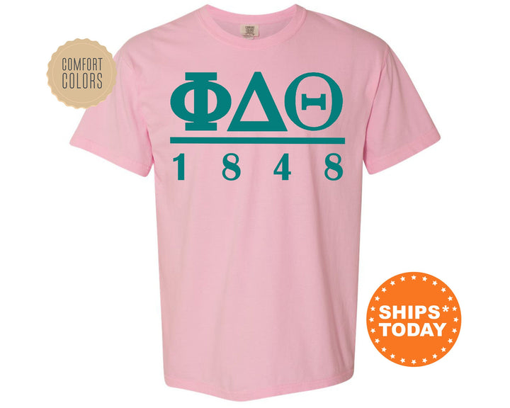 Phi Delta Theta Lettered Basic Fraternity T-Shirt | Phi Delt Greek Letters Comfort Colors Shirt | Fraternity Gift | College Greek Shirt _ 6154g