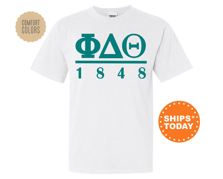 Phi Delta Theta Lettered Basic Fraternity T-Shirt | Phi Delt Greek Letters Comfort Colors Shirt | Fraternity Gift | College Greek Shirt _ 6154g