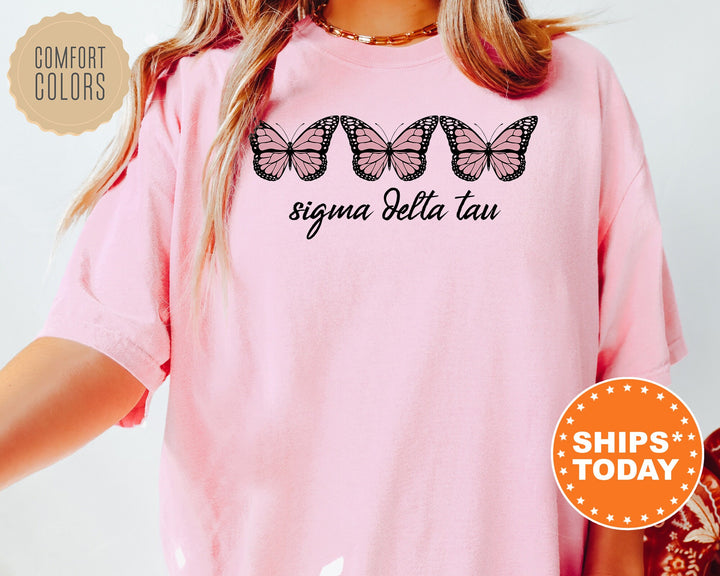 Sigma Delta Tau Blooming Butterfly Sorority T-Shirt | Sig Delt Comfort Colors Tee | Big Little Reveal | Trendy Butterfly Sorority Shirt _ 5333g