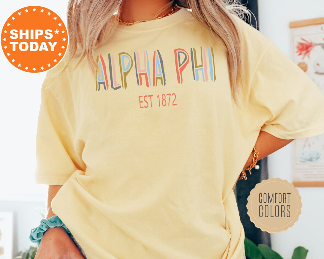 Alpha Phi Olivia Sorority T-Shirt | APHI Comfort Colors Shirt | Alpha Phi Sorority Gifts | Big Little Reveal | Sorority Apparel _ 5538g