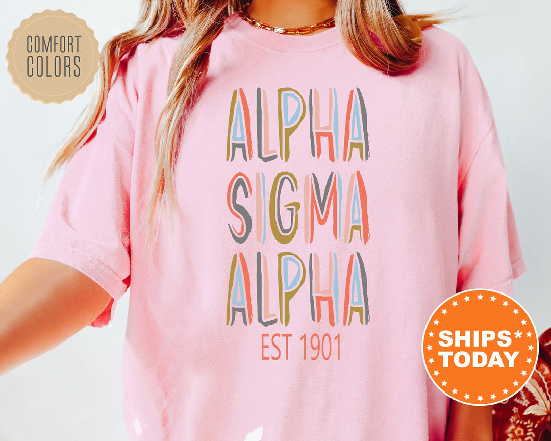 Alpha Sigma Alpha Olivia Sorority T-Shirt | Alpha Sigma Alpha Comfort Colors Shirt | Big Little Sorority Gifts | Sorority Apparel _ 5539g