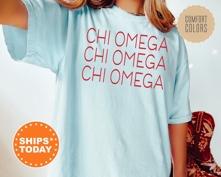 Chi Omega Red Layered Sorority T-Shirt | Chi Omega Merch | Chi Omega Shirt | Big Little Reveal Shirts | Chi O Sorority Gifts _ 5749g