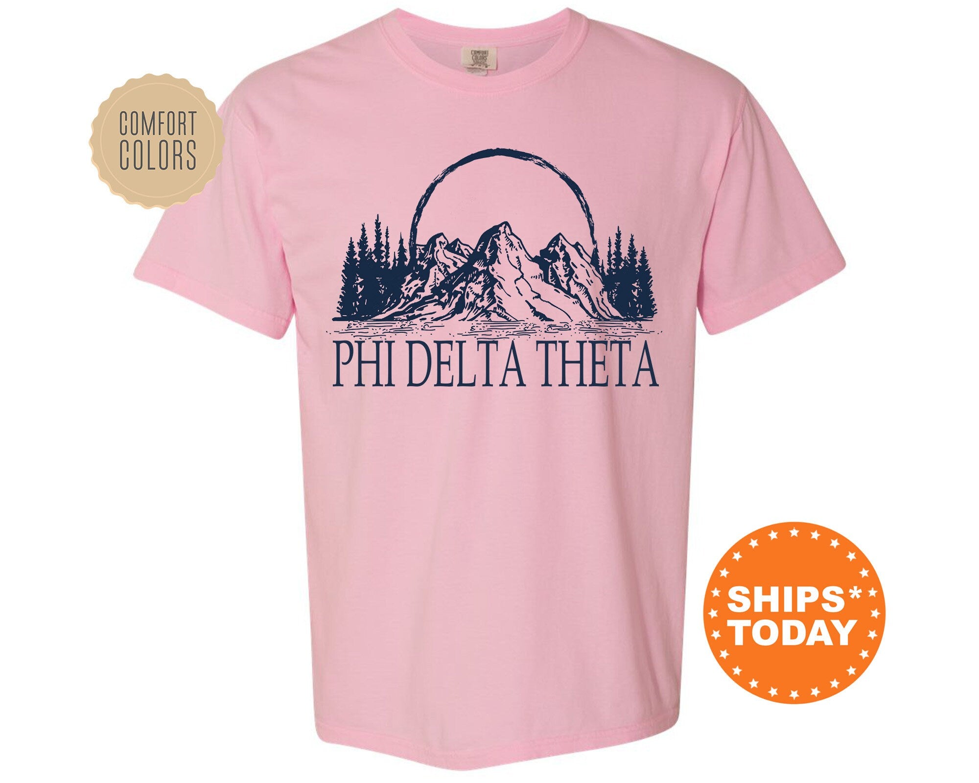 Phi Delta Theta Epic Mountains Fraternity T-Shirt | Phi Delt Greek Shirt | Fraternity Gift | College Greek Apparel | Comfort Colors Tee _ 6216g