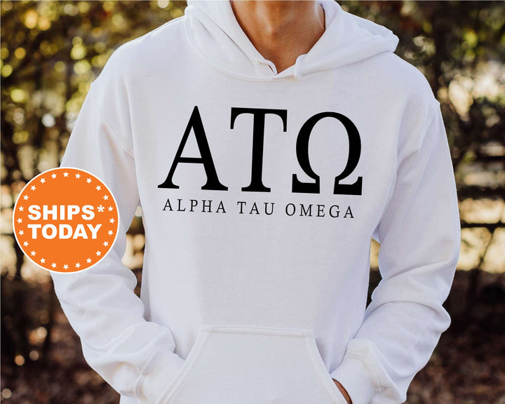 Alpha Tau Omega Block Letter Fraternity Sweatshirt | ATO Greek Letters | Fraternity Hoodie | Fraternity Gift | College Greek Apparel _ 6050g