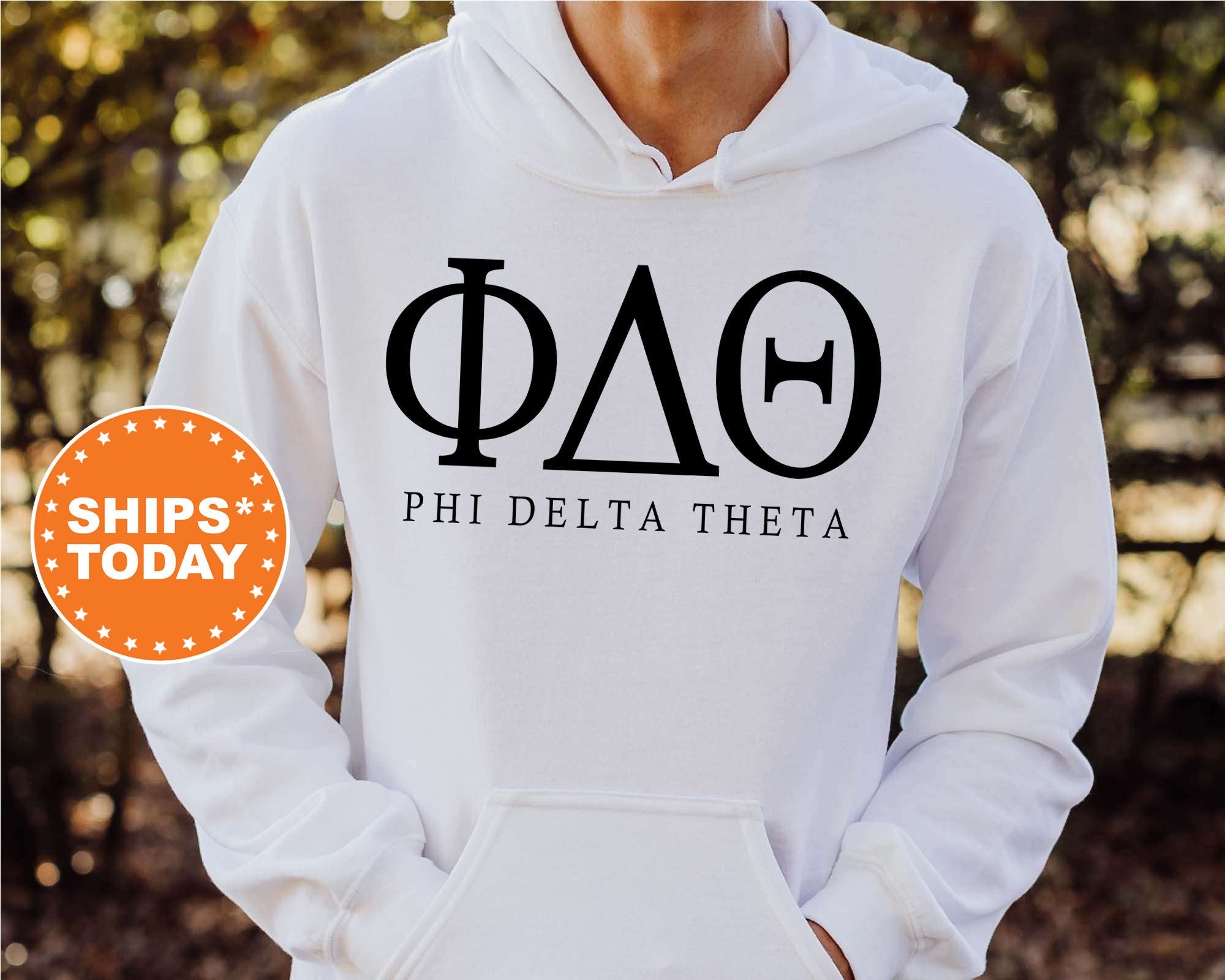 Phi Delta Theta Block Letter Fraternity Sweatshirt | Phi Delt Greek Letters | Fraternity Hoodie | Fraternity Gift | College Apparel _ 6061g