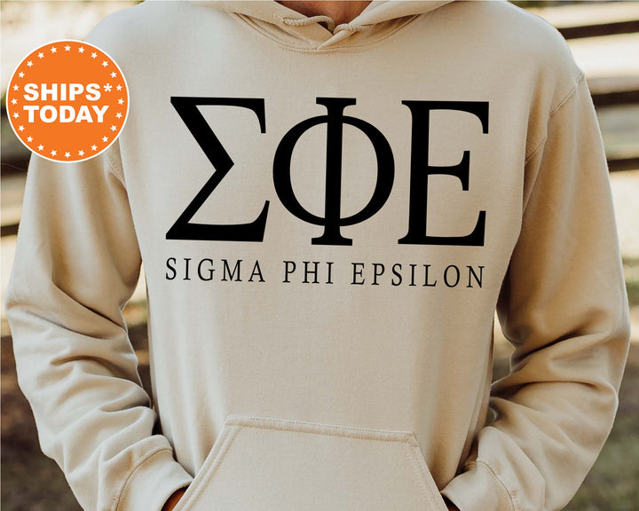 Sigma Phi Epsilon Block Letter Fraternity Sweatshirt | SigEp Greek Letters | Crewneck Sweatshirt | Fraternity Gift | College Apparel _ 6071g