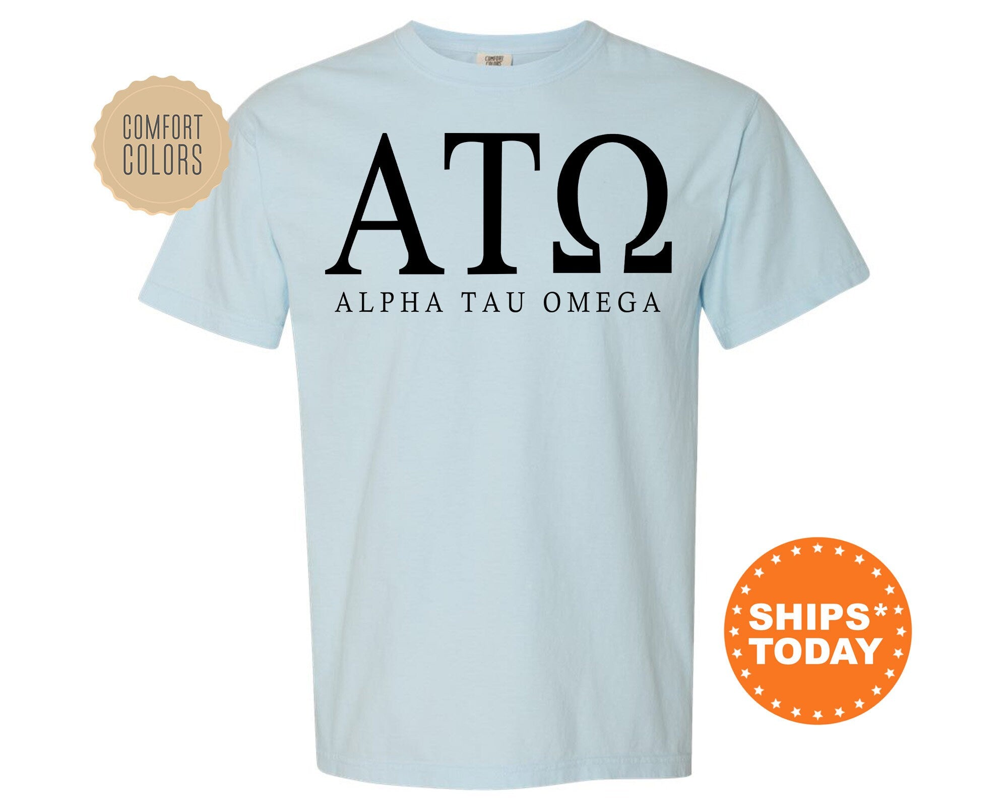 Alpha Tau Omega Block Letter Fraternity T Shirt ATO Greek