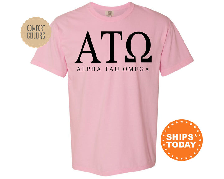 Alpha Tau Omega Block Letter Fraternity T-Shirt | ATO Greek Letters Shirt | Fraternity Letters | College Apparel | Comfort Colors Tee _ 6050g