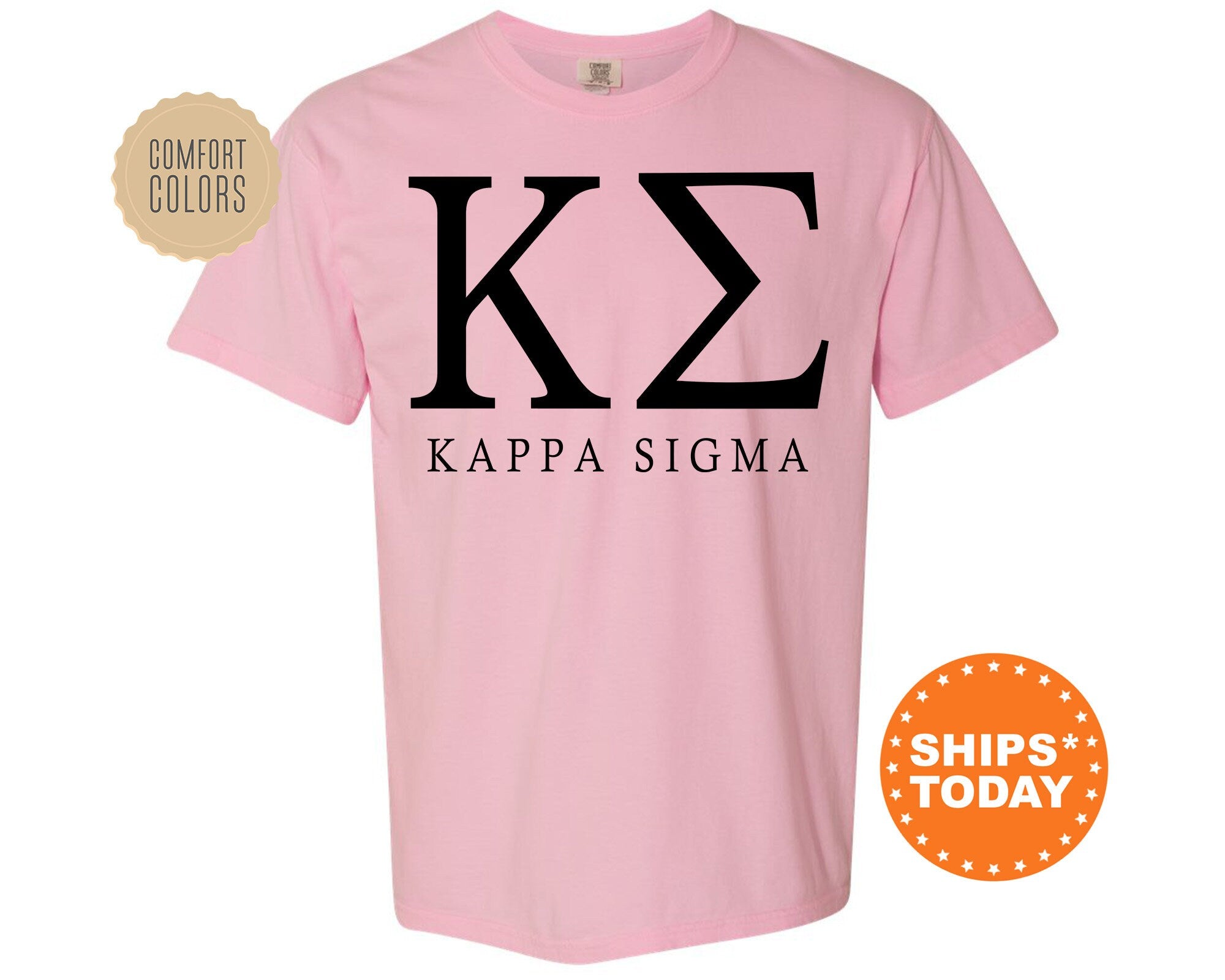 Kappa Sigma Block Letter Fraternity T Shirt Kappa Sig Greek Letters Kite and Crest