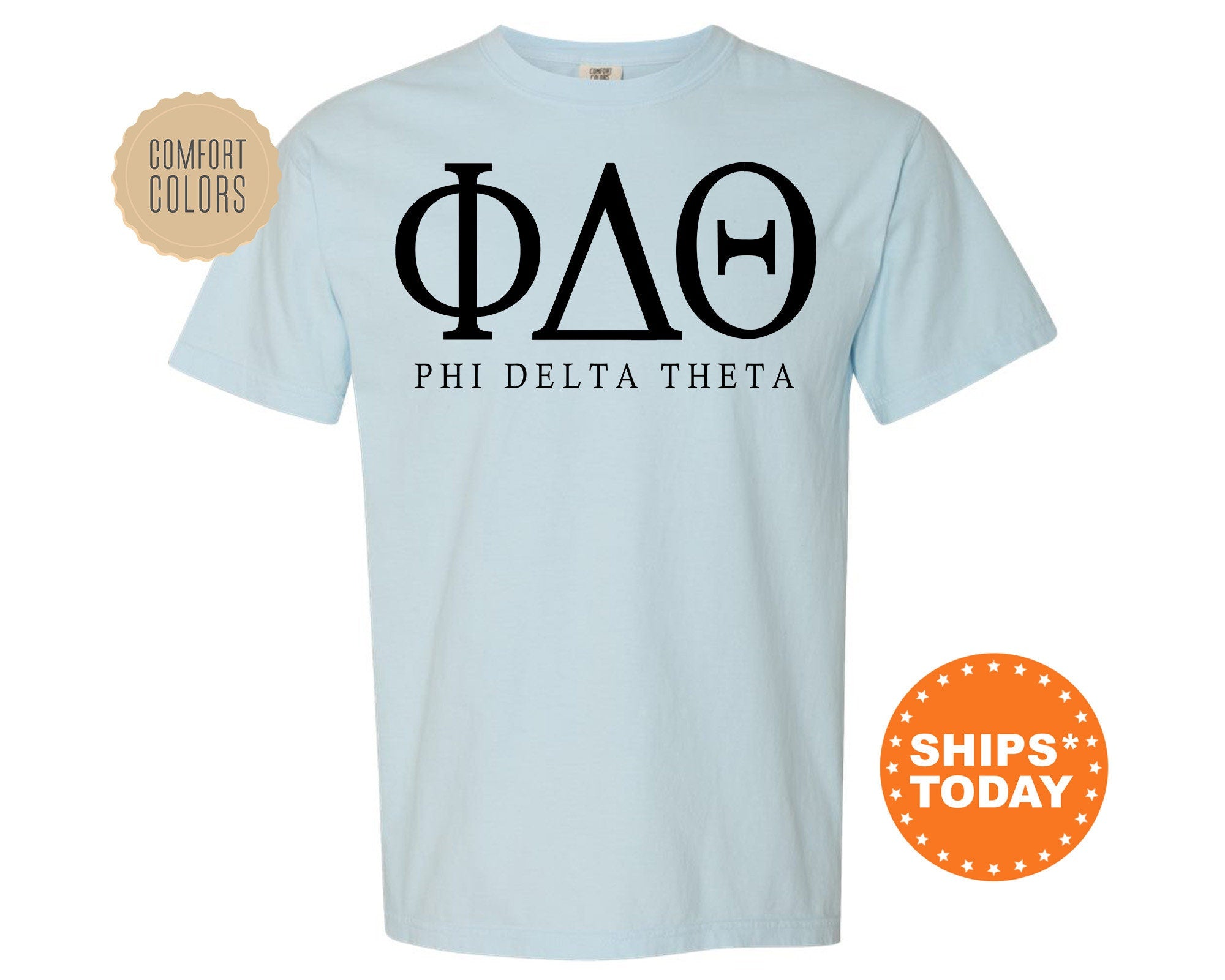 Phi Delta Theta Block Letter Fraternity T-Shirt | Phi Delt Greek Letters Shirt | Fraternity Letters | College Apparel | Comfort Colors Tee _ 6061g