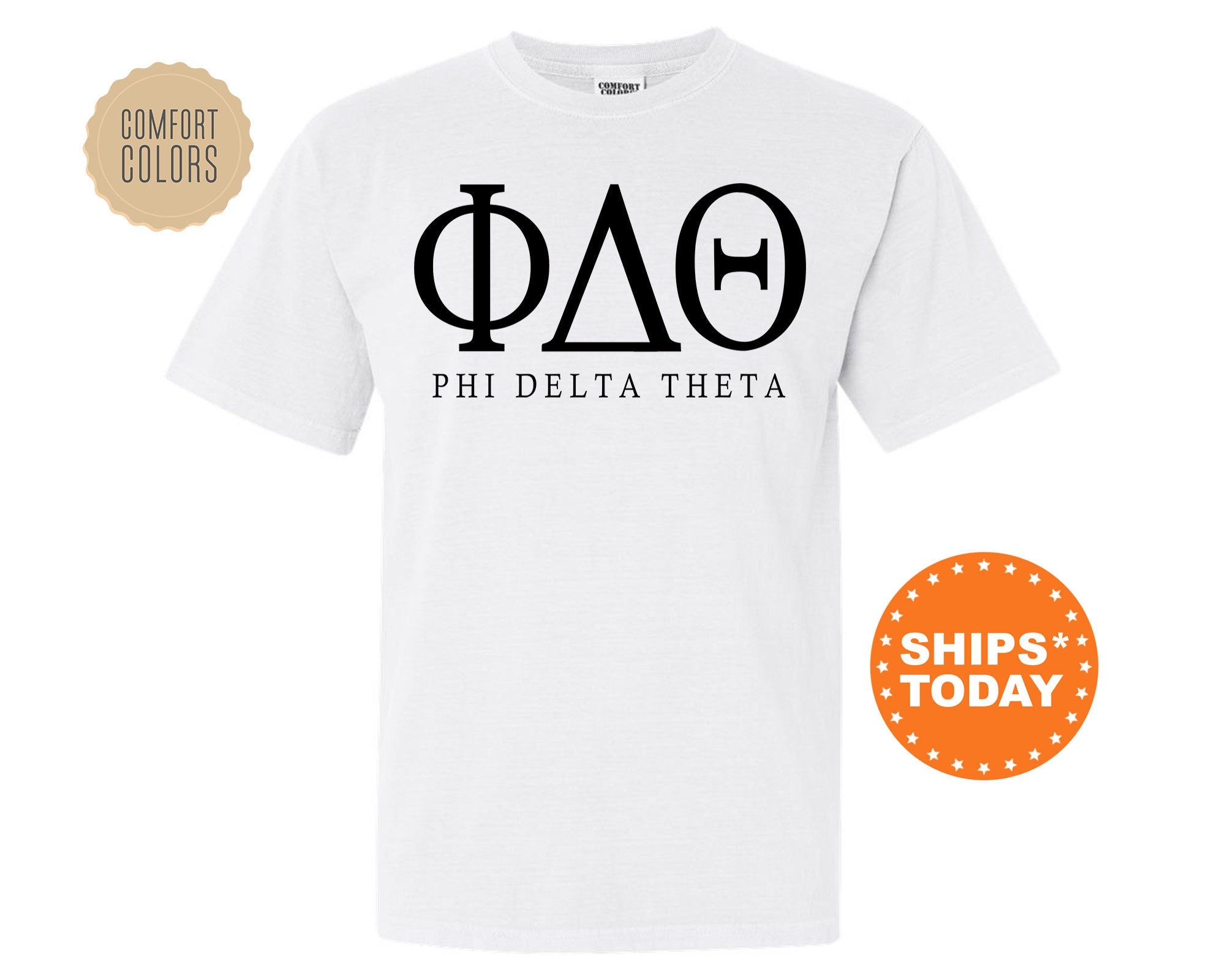 Phi Delta Theta Block Letter Fraternity T-Shirt | Phi Delt Greek Letters Shirt | Fraternity Letters | College Apparel | Comfort Colors Tee _ 6061g