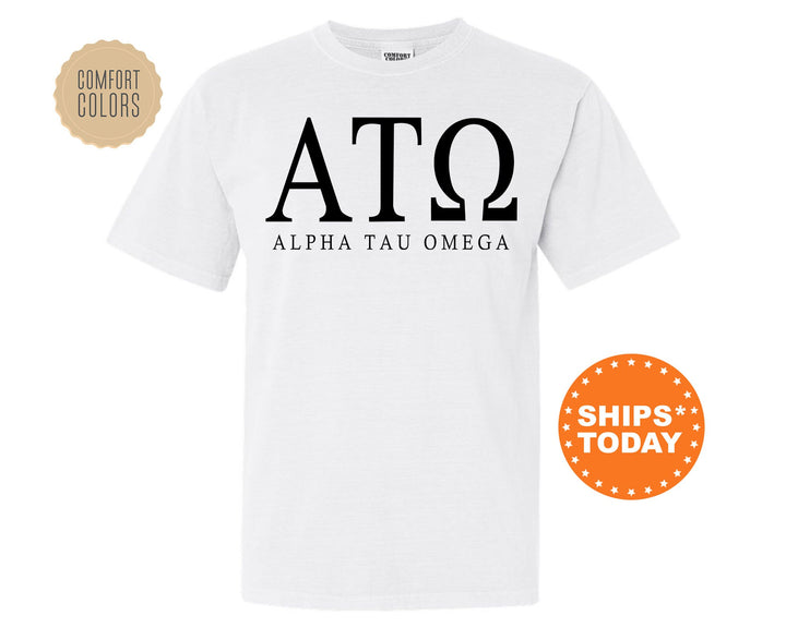 Alpha Tau Omega Block Letter Fraternity T-Shirt | ATO Greek Letters Shirt | Fraternity Letters | College Apparel | Comfort Colors Tee _ 6050g