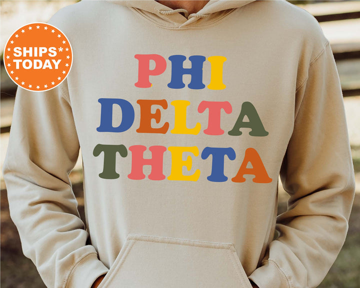Phi Delta Theta Retro Letters Fraternity Sweatshirt | Phi Delt Retro Sweatshirt | Fraternity Gift | Greek Life | College Sweatshirt _ 6185g