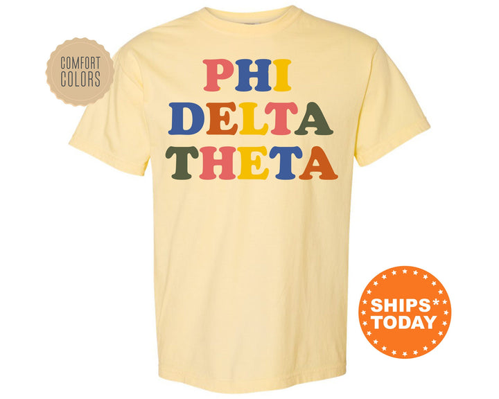 Phi Delta Theta Retro Letters Comfort Colors Fraternity T-Shirt | Phi Delt Retro Shirt |  Fraternity Gift | Custom Greek Apaprel _ 6185g