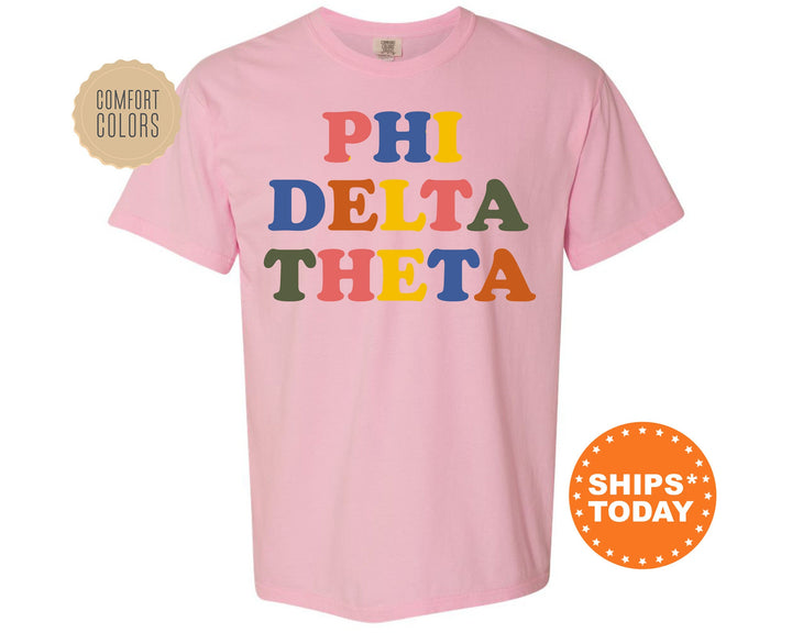 Phi Delta Theta Retro Letters Comfort Colors Fraternity T-Shirt | Phi Delt Retro Shirt |  Fraternity Gift | Custom Greek Apaprel _ 6185g