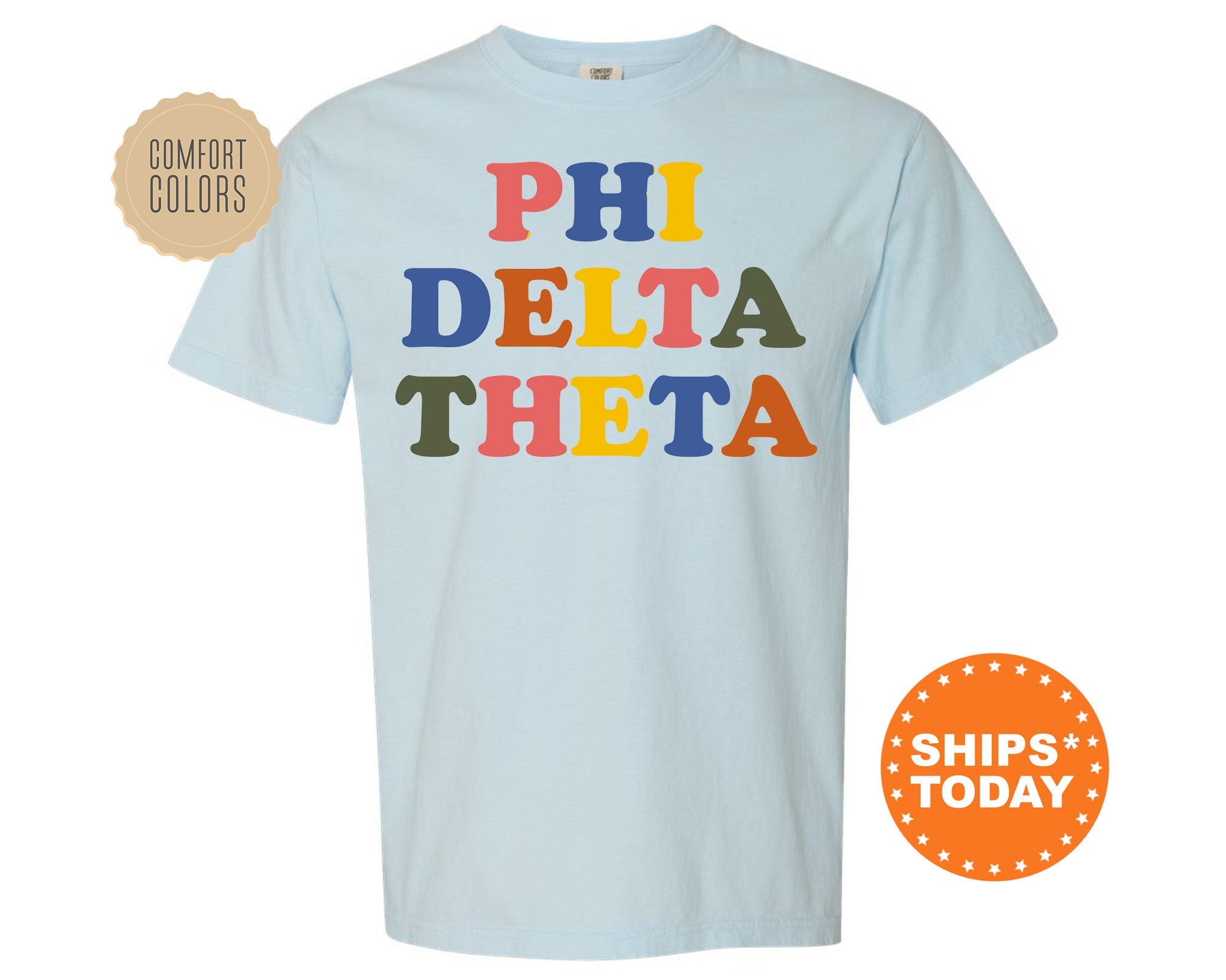 Phi Delta Theta Retro Letters Comfort Colors Fraternity T-Shirt | Phi Delt Retro Shirt |  Fraternity Gift | Custom Greek Apaprel _ 6185g