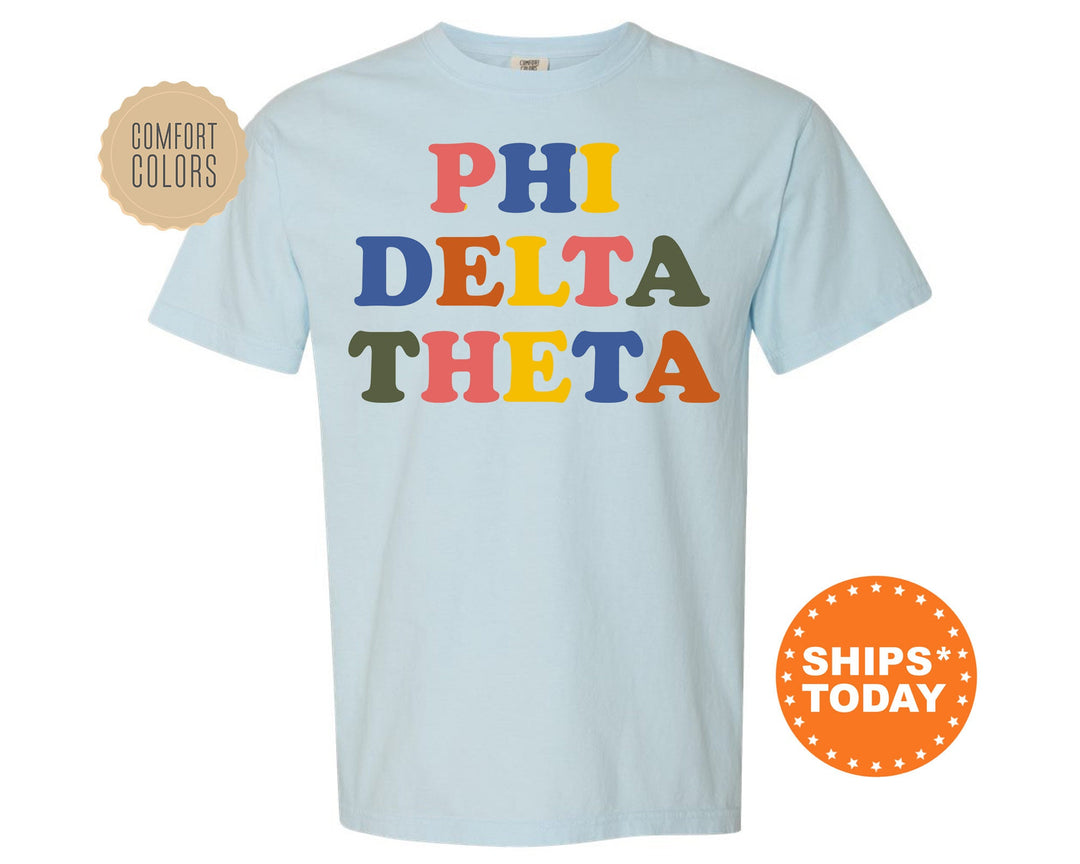 Phi Delta Theta Retro Letters Comfort Colors Fraternity T-Shirt | Phi Delt Retro Shirt |  Fraternity Gift | Custom Greek Apaprel _ 6185g