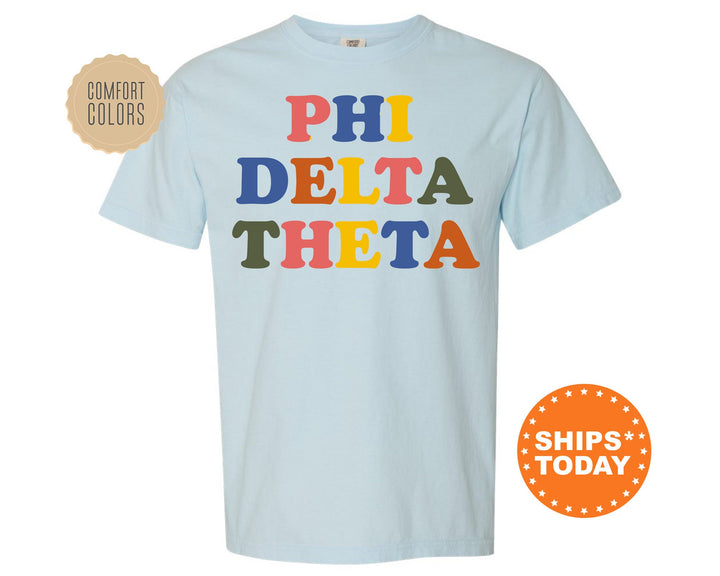 Phi Delta Theta Retro Letters Comfort Colors Fraternity T-Shirt | Phi Delt Retro Shirt |  Fraternity Gift | Custom Greek Apaprel _ 6185g
