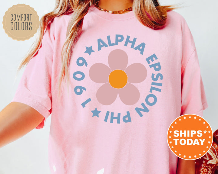 Alpha Epsilon Phi Bright Floral Sorority T-Shirt | AEPHI Comfort Colors Shirt | Sorority Apparel | Big Little Gift | Floral Shirt _ 7438g