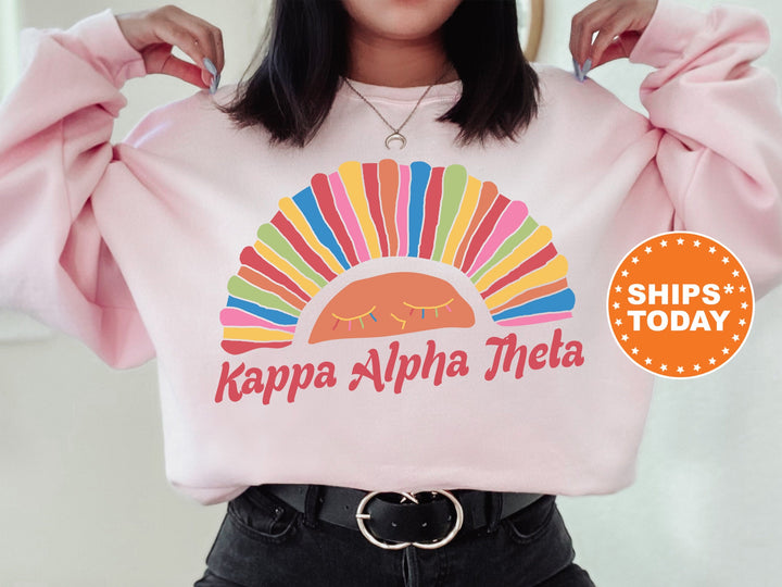 Kappa Alpha Theta Bright and Colorful Rainbow Sorority Sweatshirt | Theta Greek Sweatshirt | Big Little Sorority | College Apparel _ 8257g