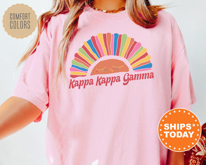 Kappa Kappa Gamma Bright And Colorful Rainbow Comfort Colors Sorority T-Shirt | Kappa Rainbow Shirt | Big Little | Sorority Merch _ 8259g