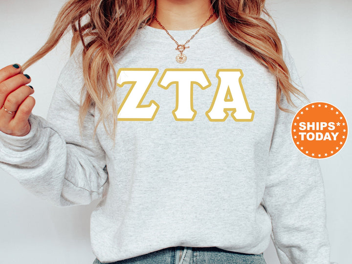 Zeta Tau Alpha Simply Gold Sorority Sweatshirt | Zeta Greek Letters | ZETA Sorority Letters | Big Little Gift | Custom Sorority Crewneck
