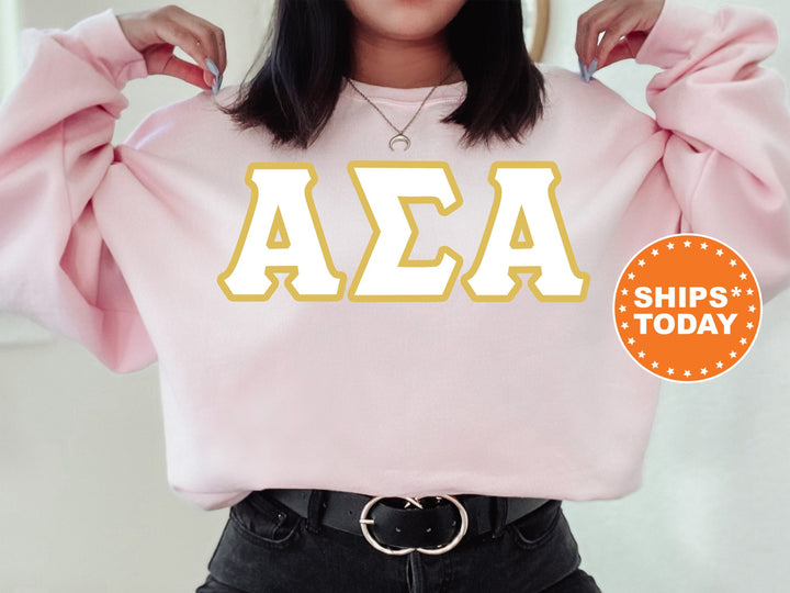 Alpha Sigma Alpha Simply Gold Sorority Sweatshirt | ASA Greek Letters | Sorority Letters | Big Little Reveal | Custom Sorority Crewneck 8430g