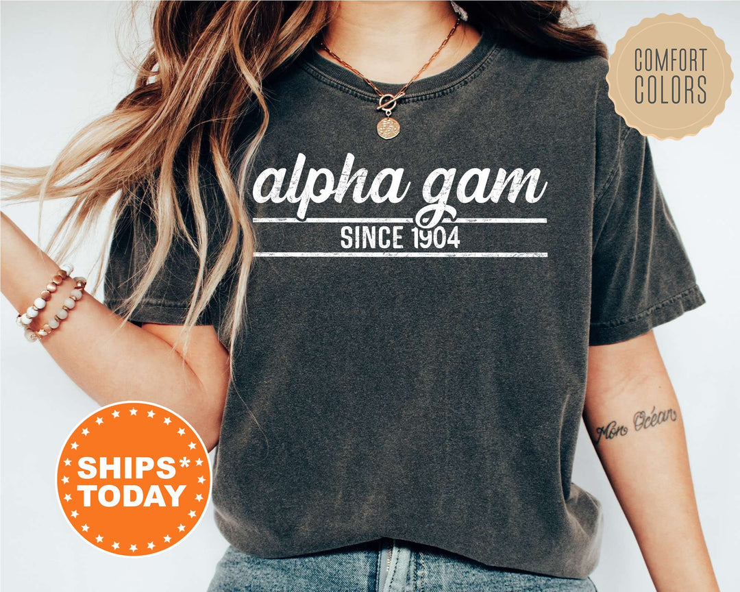 Alpha Gamma Delta Faded Traditional Sorority T-Shirt | Alpha Gam Oversized Shirt | Big Little | Comfort Colors Shirt _ 7179g