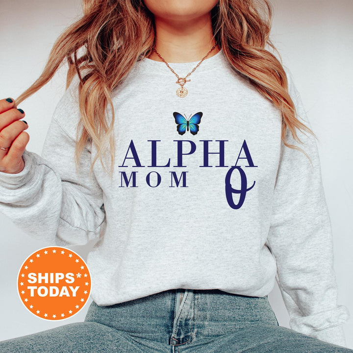 Alpha Omicron Pi Butterfly Mom Sorority Sweatshirt | Alpha O Mom Sweatshirt | Sorority Mom | Big Little Family | Gifts For Mom