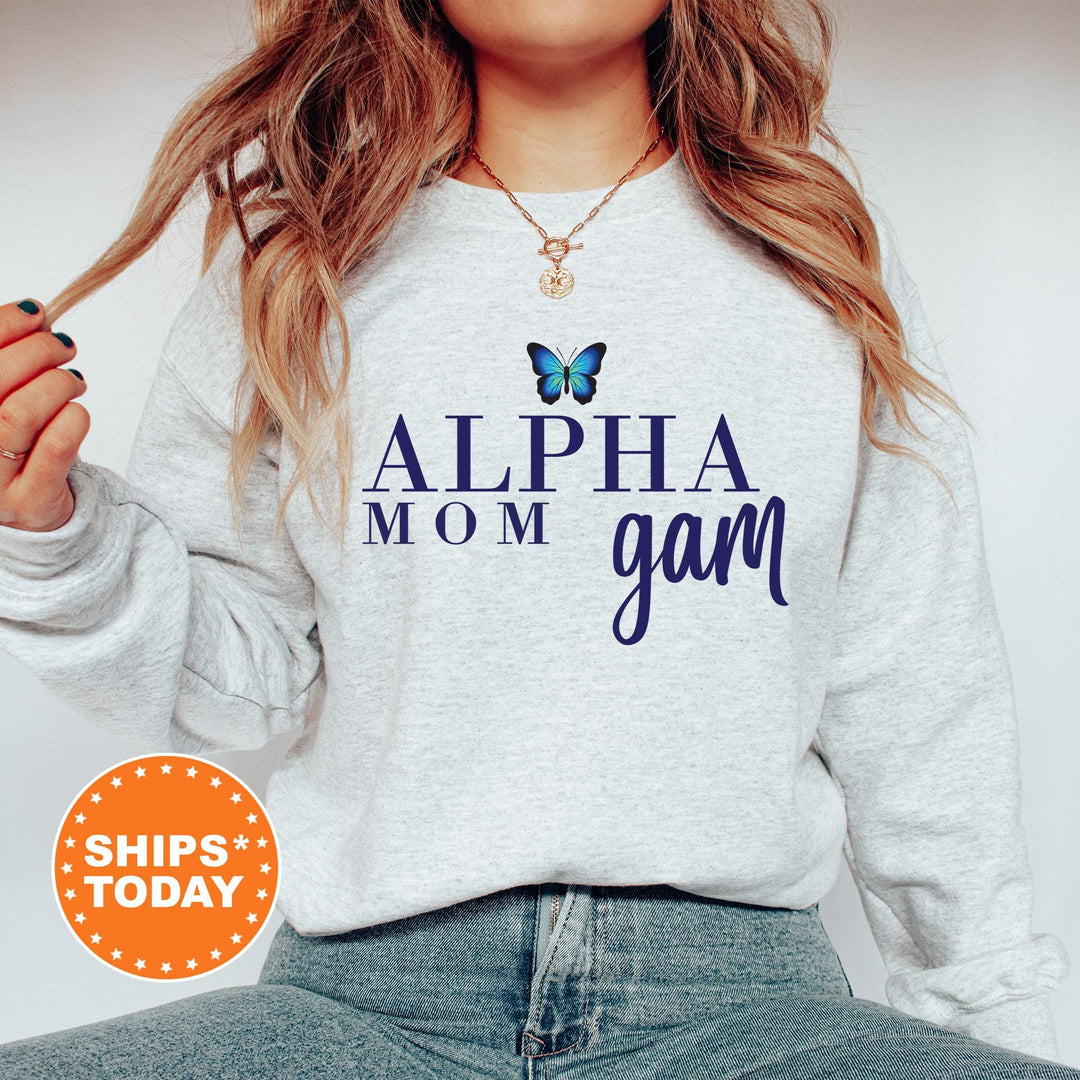 Alpha Gamma Delta Butterfly Mom Sorority Sweatshirt | Alpha Gam Mom Sweatshirt | Sorority Mom | Big Little Family | Gifts For Mom