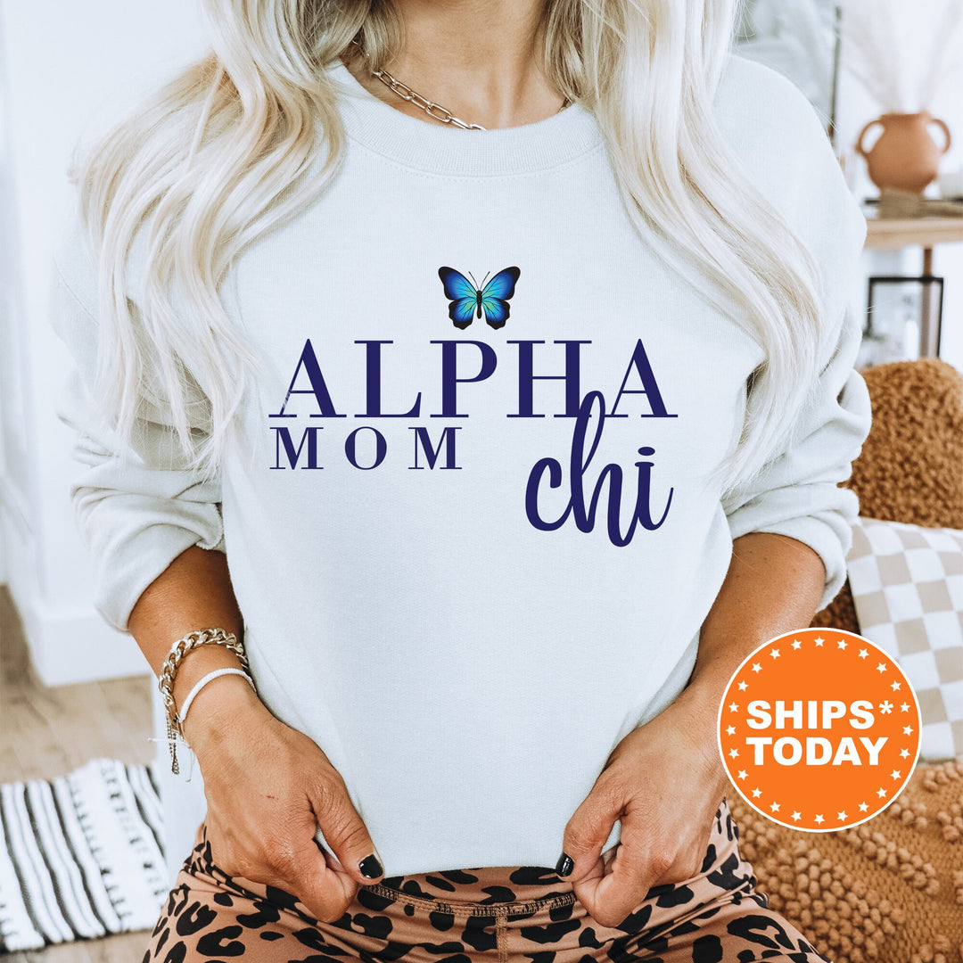Alpha Chi Omega Butterfly Mom Sorority Sweatshirt | Alpha Chi Mom Sweatshirt | Sorority Mom | Big Little Family | Gifts For Mom