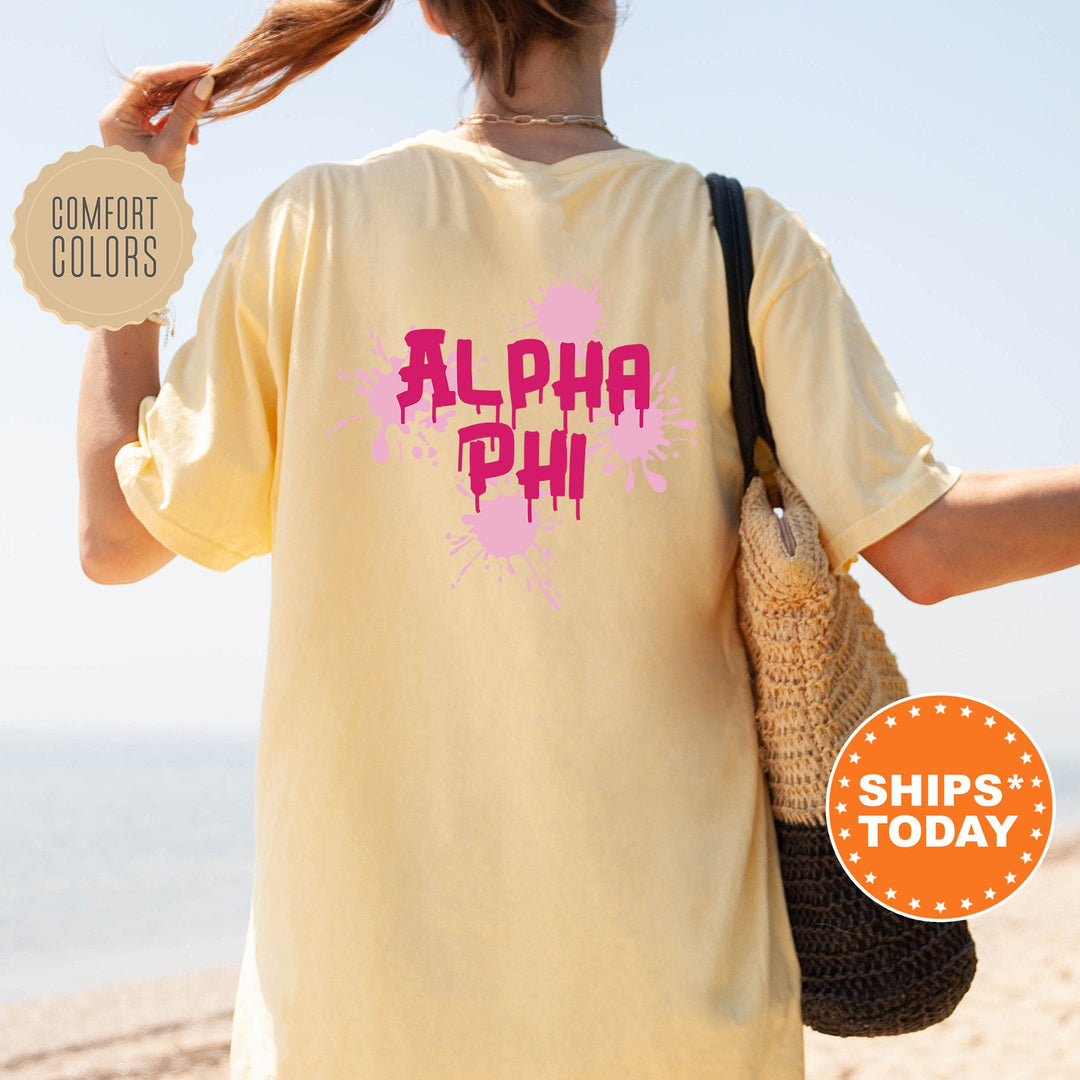 Alpha Phi Painty Sorority T-Shirt | APHI Comfort Colors Shirt | Alpha Phi Big Little Reveal | Greek Apparel | Trendy Sorority Shirt _ 9964g