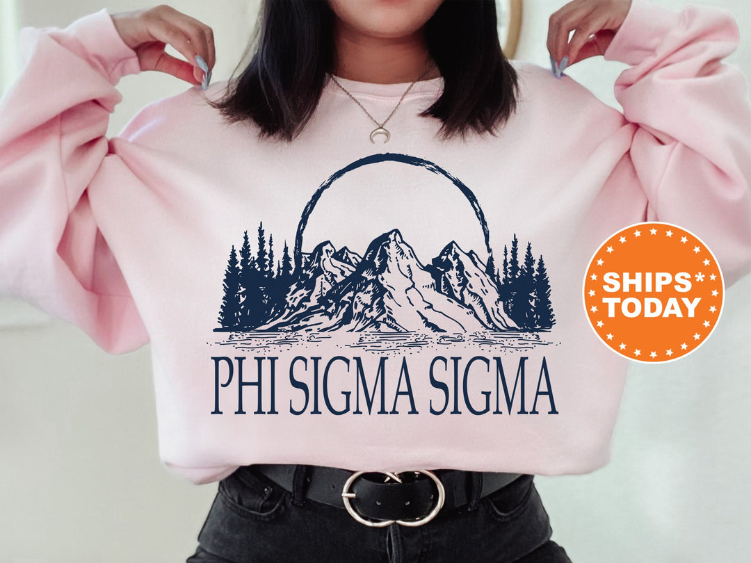 Phi Sigma Sigma Summer Mountain Sorority Sweatshirt | Phi Sig Sorority Gift | Greek Apparel | Sorority Big Little | Phi Sig Hoodie _ 5804g