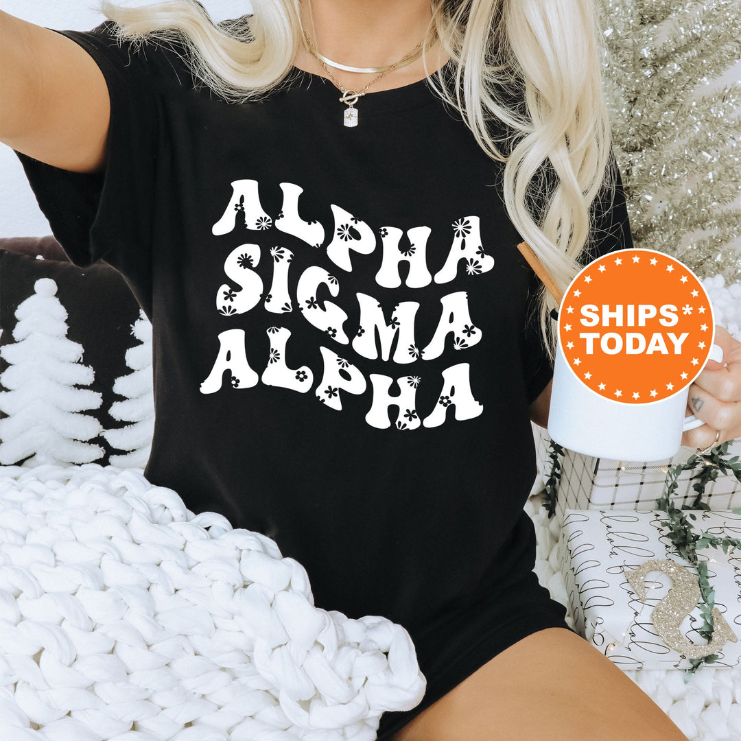 Alpha Sigma Alpha Floral Hippie Comfort Colors Sorority T-Shirt | Alpha Sigma Alpha Floral Shirt | Big Little Shirt | Sorority Merch