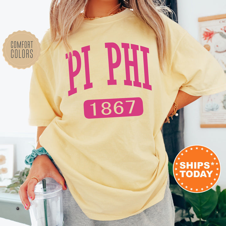 Pi Beta Phi Pink Baseball Comfort Colors Sorority T-Shirt | Pi Beta Phi Comfort Colors Shirt | Pi Phi Gameday Shirt | Sorority Gifts _ 5254g